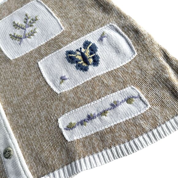 Vtg CJ Banks Hand Embroidered Garden Theme Sweater Vest Cottagecore PLUS Sz 1X - Picture 6 of 9